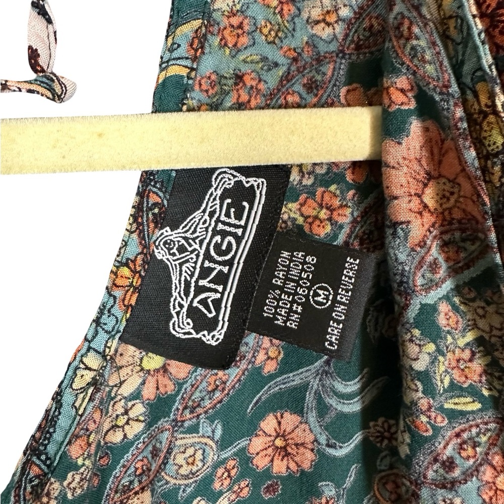 Angie Dress Cottagecore Patchwork Floral Indie Feminine Fairy Faux Wrap Boho - Picture 6 of 9